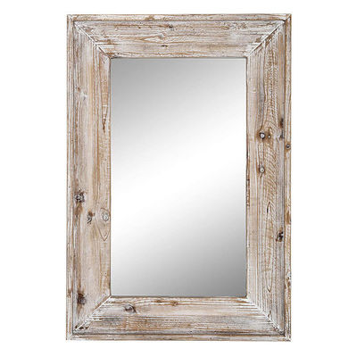 Rustic Farmhouse Living Room Decor Wooden Wall Hanging Mirror in Plain Colo