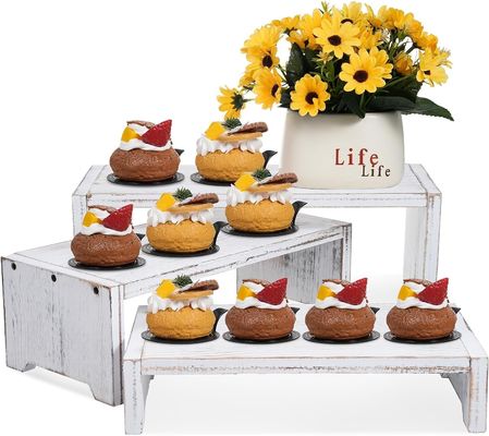 Home Decor and Gifts Functional Design 3-Tier Wood Brass Cupcake Dessert Display Riser