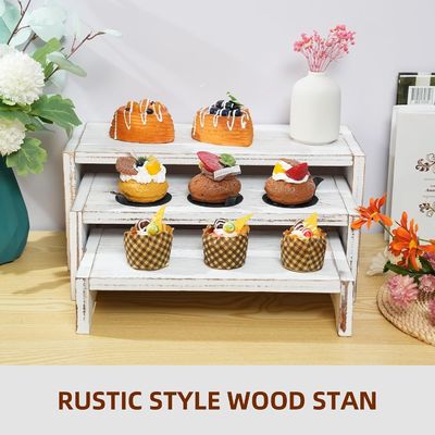 Home Decor and Gifts Functional Design 3-Tier Wood Brass Cupcake Dessert Display Riser