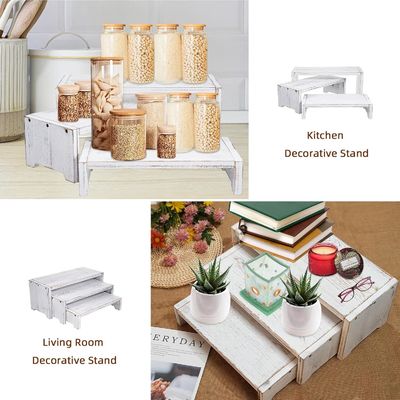 Home Decor and Gifts Functional Design 3-Tier Wood Brass Cupcake Dessert Display Riser
