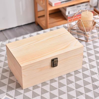 10.6 x 8 x 5.7 Inch Wooden Storage Box with Hinged Lid Customized Logo Acceptable