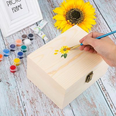 10.6 x 8 x 5.7 Inch Wooden Storage Box with Hinged Lid Customized Logo Acceptable