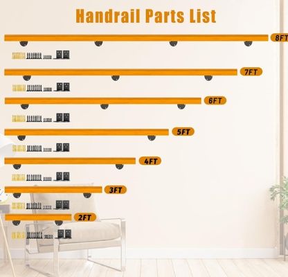 Indoor Stairs Safety Non-Slip Railing 3ft Pine Handrails As Your Request Complete Kit
