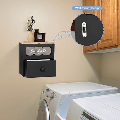 Industrial Home Organizer Customized OEM Solid Wood Dryer Sheet Holder Laundry Pods Container Storage Box