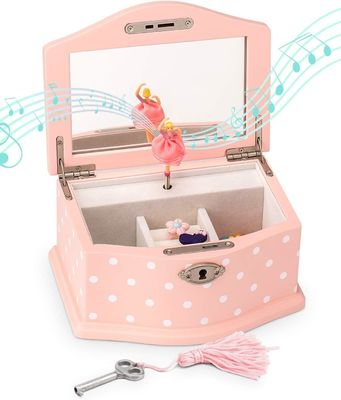 Handmade Swan Lake Wind-Up Music Box for Girls and Teens Rectangle Jewelry Organizer