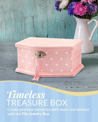 Handmade Swan Lake Wind-Up Music Box for Girls and Teens Rectangle Jewelry Organizer