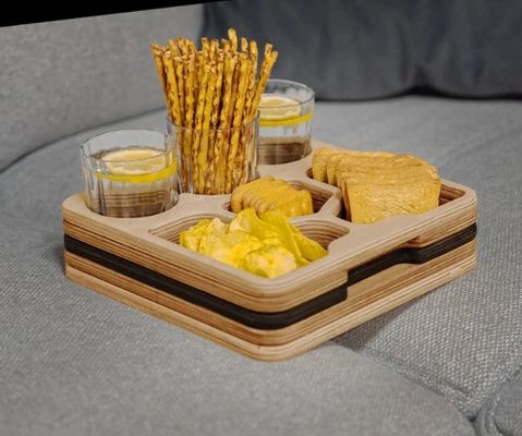Multi-Functional Serving Tray for Snacks and Drinks Space-Saving Couch Bar Snack Box