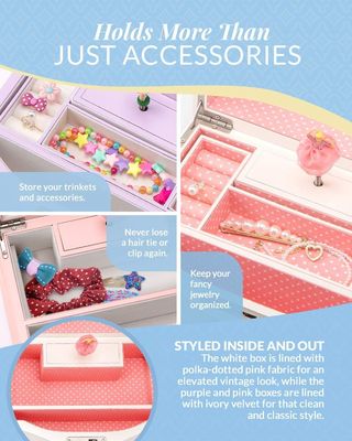 Handmade Swan Lake Wind-Up Music Box for Girls and Teens Rectangle Jewelry Organizer