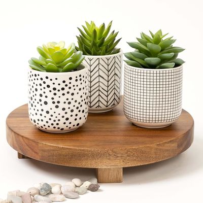 Acacia Wood Riser Round Pedestal Riser Board Wood Pedestal Stand for Kitchen Display