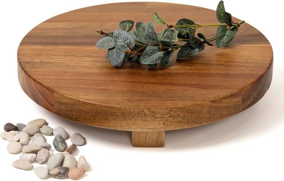Acacia Wood Riser Round Pedestal Riser Board Wood Pedestal Stand for Kitchen Display