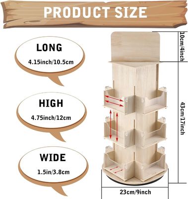 Living Room Furniture 3 Tier 4 Sided Wooden Rotating Display Stand with 360 Rotation