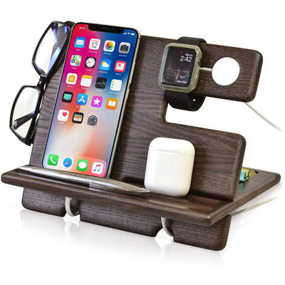 Multi-functional Wooden Desktop Cell Phone Holder Stand with Customized Logo Printing