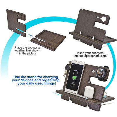 Multi-functional Wooden Desktop Cell Phone Holder Stand with Customized Logo Printing