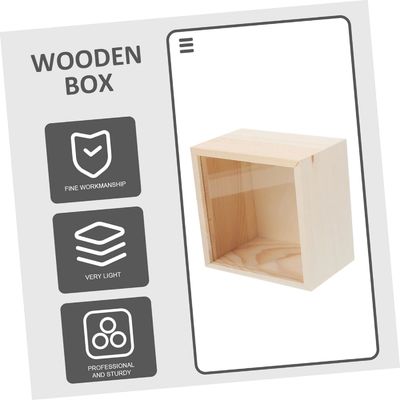 Wooden Box Desktop Accessories Case Decorative Wood Treasure Clear Lid Small Display