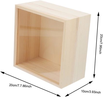 Wooden Box Desktop Accessories Case Decorative Wood Treasure Clear Lid Small Display