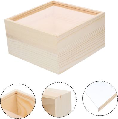 Wooden Box Desktop Accessories Case Decorative Wood Treasure Clear Lid Small Display
