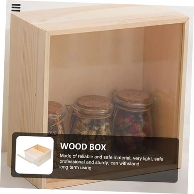 Wooden Box Desktop Accessories Case Decorative Wood Treasure Clear Lid Small Display