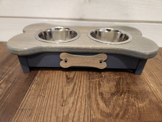 202406 Personalized Name Tag Small Wooden Dog Feeder for Pet Dinner Free Sample Charge
