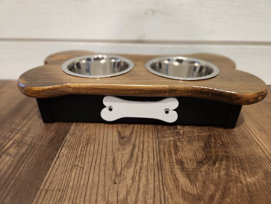 202406 Personalized Name Tag Small Wooden Dog Feeder for Pet Dinner Free Sample Charge