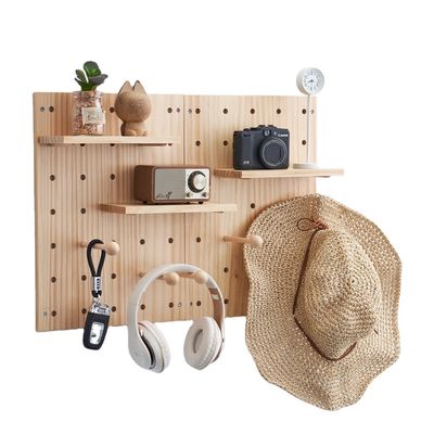 Living Room Furniture Storage Wooden Display Panel Kits 2 Pieces Pegboard Display Stand