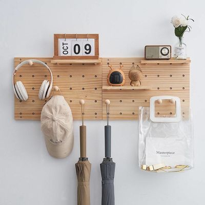 Living Room Furniture Storage Wooden Display Panel Kits 2 Pieces Pegboard Display Stand