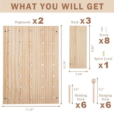 Living Room Furniture Storage Wooden Display Panel Kits 2 Pieces Pegboard Display Stand