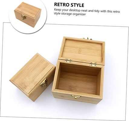 Wooden Bamboo Jewelry Storage Drawer Organizer with Sliding Lid Earring Storage Case