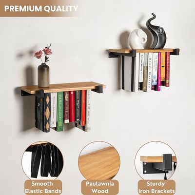 Double Storage Mini Wooden Box Wall Mount Bookshelf for Unique Spaces and Innovation