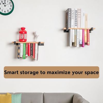 Double Storage Mini Wooden Box Wall Mount Bookshelf for Unique Spaces and Innovation