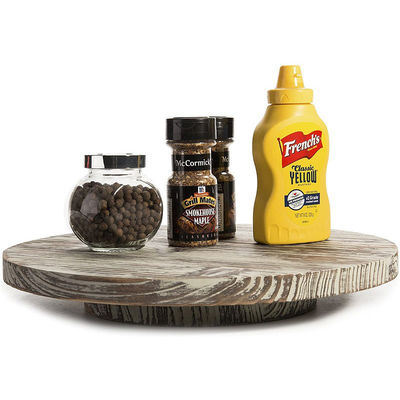 Wood Lazy Susan Turntable for Kitchen Latest Farmhouse Design Style Printed and Burned