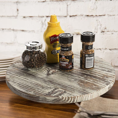 Wood Lazy Susan Turntable for Kitchen Latest Farmhouse Design Style Printed and Burned