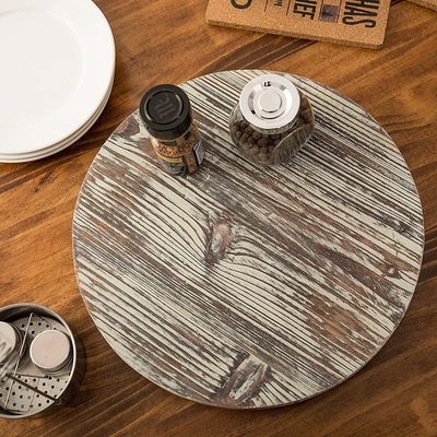 Wood Lazy Susan Turntable for Kitchen Latest Farmhouse Design Style Printed and Burned