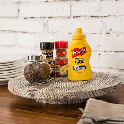 Wood Lazy Susan Turntable for Kitchen Latest Farmhouse Design Style Printed and Burned