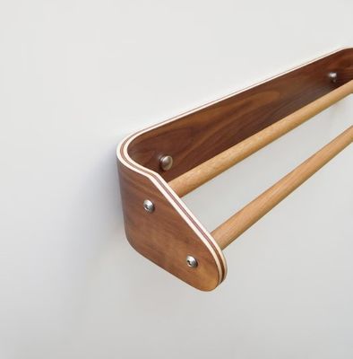Custom Wooden Double Towel Bar Modern Bath Towel Rack with Wall Mounted Wooden Shelf