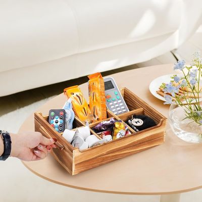 6 Compartment TIMBER Wood Tea Bag Chest for Gift Package and Sugar Packet Organizer