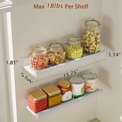 Wooden Beads and Lip Design Floating Shelves Set of 2 Modern White for Multifunction
