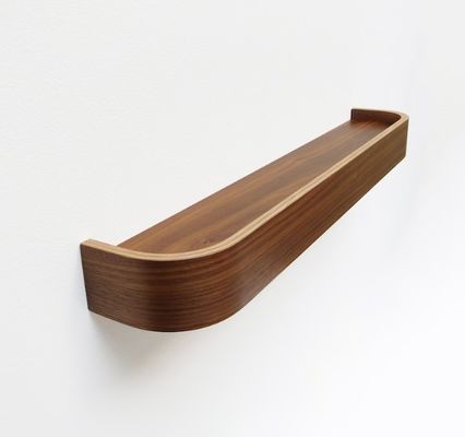 Modern Rounded Edge Wood Shelves OEM Curved Walnut Floating Ledge Shelf for Home