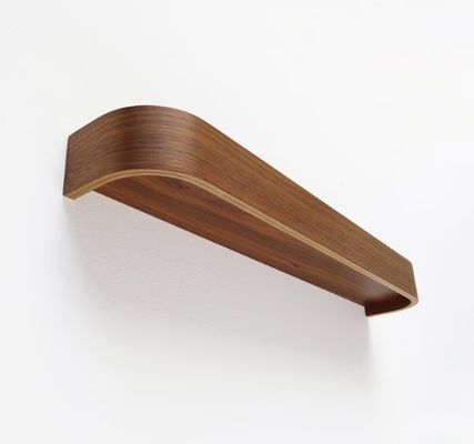 Modern Rounded Edge Wood Shelves OEM Curved Walnut Floating Ledge Shelf for Home
