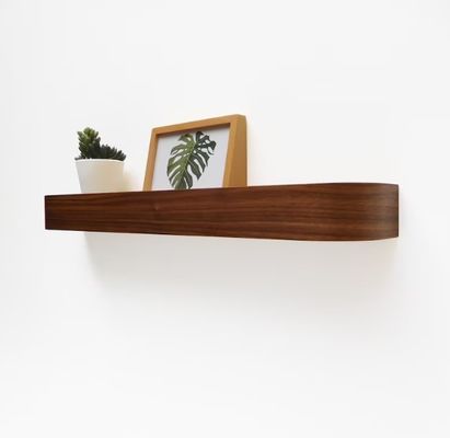Modern Rounded Edge Wood Shelves OEM Curved Walnut Floating Ledge Shelf for Home