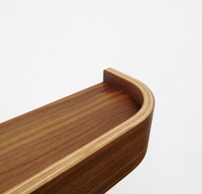 Modern Rounded Edge Wood Shelves OEM Curved Walnut Floating Ledge Shelf for Home