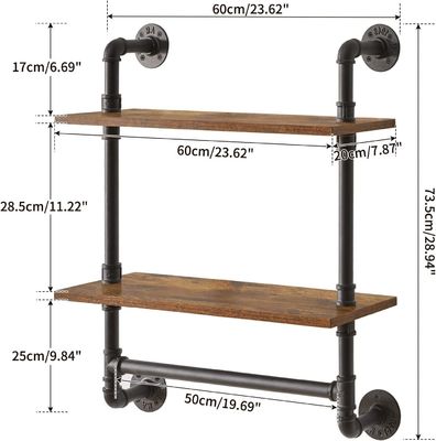 Home Appliance Wall Display Bookshelf Industrial Pipe Shelf for Kitchen Office Storage