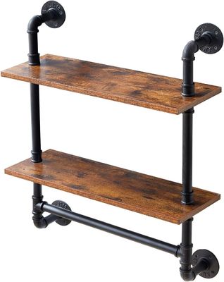Home Appliance Wall Display Bookshelf Industrial Pipe Shelf for Kitchen Office Storage