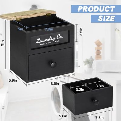 MDF Wood Customized Solid Wood Dryer Sheet Holder Laundry Pods Container Storage Box