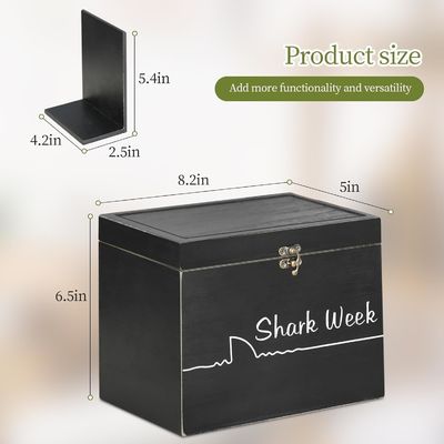 Shark Week Tampon Storage Box with Tray Lid Wood Carved Feminine Product Organizer