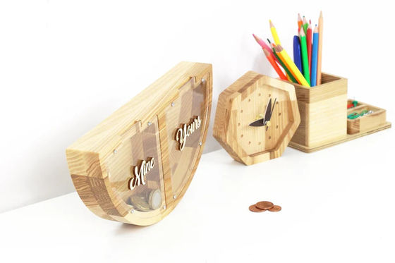 Personalized Wooden Piggy Bank MINE YOURS Design Save Money in a Fun and Creative Way