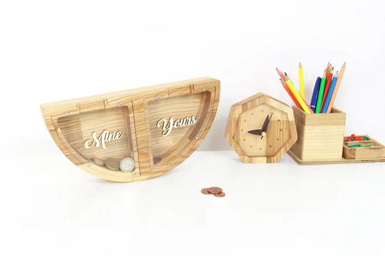 Personalized Wooden Piggy Bank MINE YOURS Design Save Money in a Fun and Creative Way