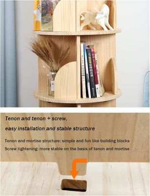 3-5 Tier Children Rotating Bookshelf for General in White Living Room Bookcase