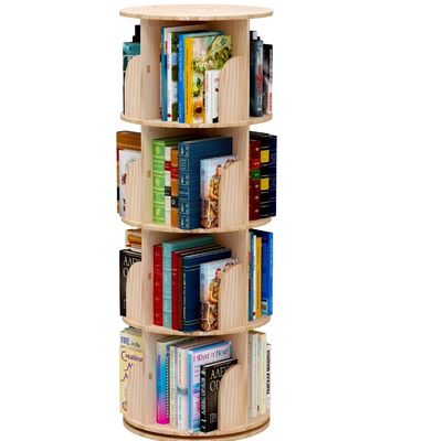 3-5 Tier Children Rotating Bookshelf for General in White Living Room Bookcase