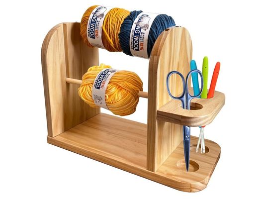 Wood Yarn Holder Double Revolving for Crochet Knitting Handmade Yarn Ball Dispenser