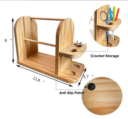 Wood Yarn Holder Double Revolving for Crochet Knitting Handmade Yarn Ball Dispenser